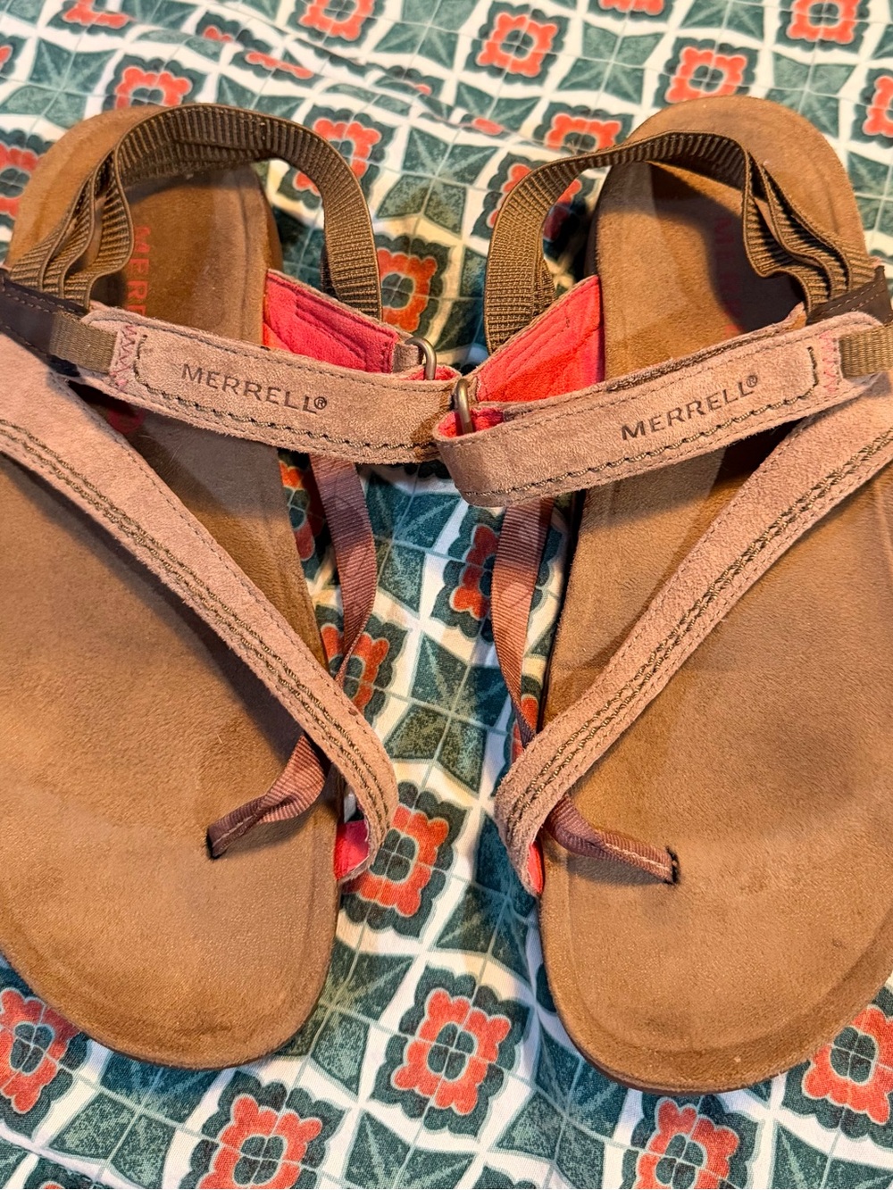Merrell Women's Brown and Pink Adjustable Strap Sandals